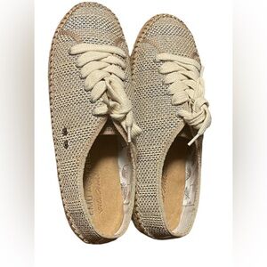 EMU AUSTRALIA AGONIS WEAVE ESPADILLES SNEAKERS WOMEN METALLIC BLUE BEIGE SIZE 10